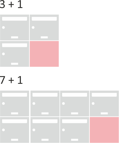 Bild Briefkästen senkrecht, symmetrische Anordnung + Zusatzfach