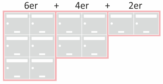 Zeichnung: 3 Briefkastenanlagen zu einer verbunden