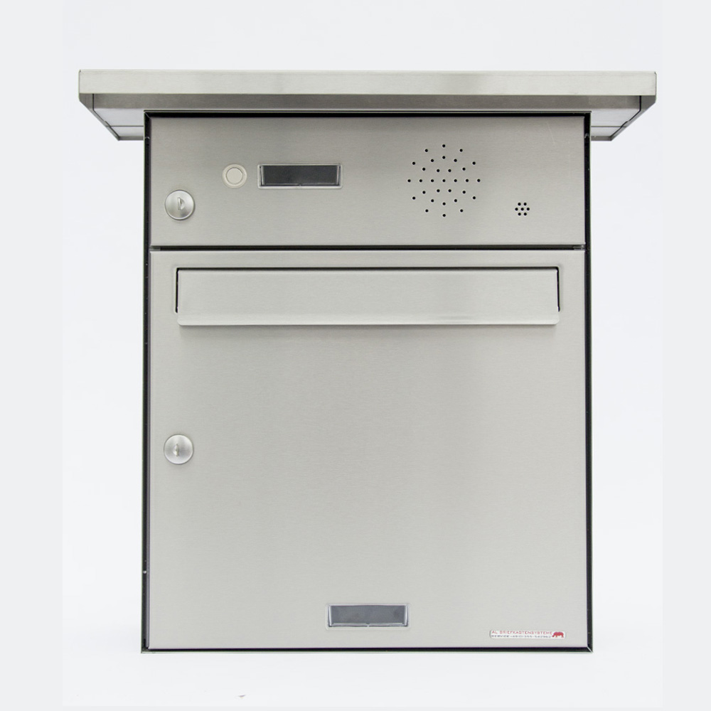 1 Fach Briefkasten mit Technikfach für Klingel-Sprechanlage Foto: Einzelbriefkasten mit Klingel und Regendach