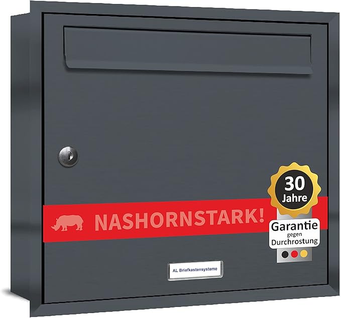 1er Unterputzbriefkasten senkrecht farbig in RAL 7016 Produktbild Briefkasten zum Einbau Unterputz