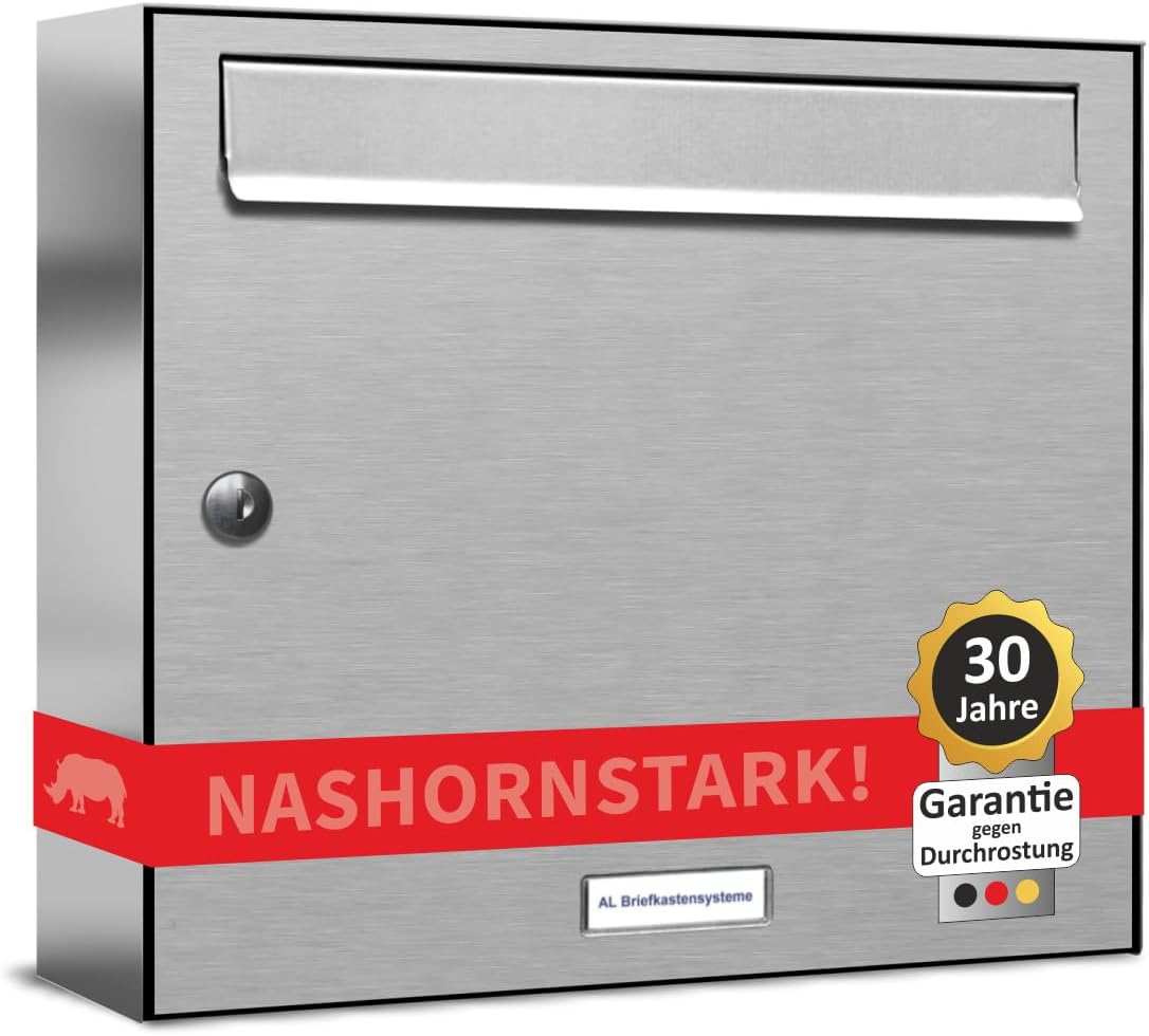 Briefkasten mit 1 Fach, senkrecht aus Edelstahl Produktabbildung 1 er Briefkasten in Edelstahl